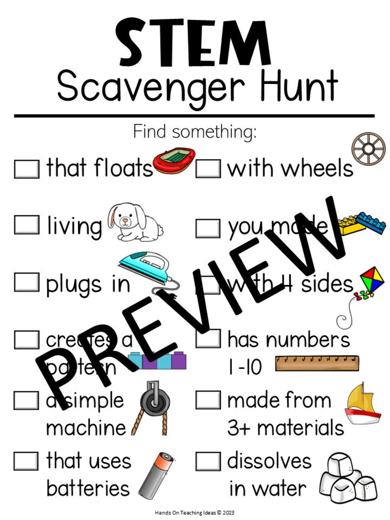 STEM Scavenger Hunt for Kids: Printable Treasure Hunt (digital Download ...