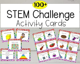 100+ STEM-utmaningskort: Pedagogiska byggaktiviteter (digital nedladdning)
