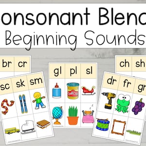 Consonant Blends, Beginning Sounds, Phonics Blends, Phonics Printable, Phonics Activity Cards, Learn to Read, DIGITAL DOWNLOAD