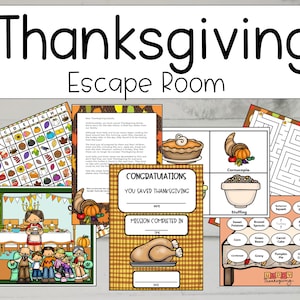 Thanksgiving Escape Room for Kids, Printable Party Game, DIY Escape Room, Party Game, Thanksgiving Game - Family Friendly, DIGITAL DOWNLOAD