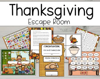 Thanksgiving Escape Room for Kids: Printable Party Game (Digital Download)