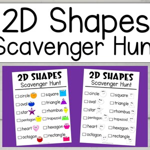 2D Shapes Scavenger Hunt: Kindergarten Geometry Activity (Digital Download)