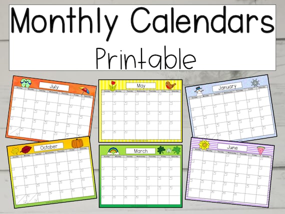 2022 kids calendar 2022 printable monthly calendar calendar etsy