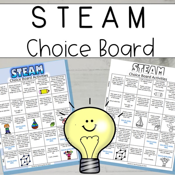 STEM, STEAM, Choice Board, STEM Activities for Kids, Steam Activities for Kids, Printable Activity Board, Choice Board, Digital Download