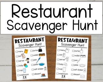Restaurant Scavenger Hunt for Kids: Printable Treasure Hunt (Digital Download)