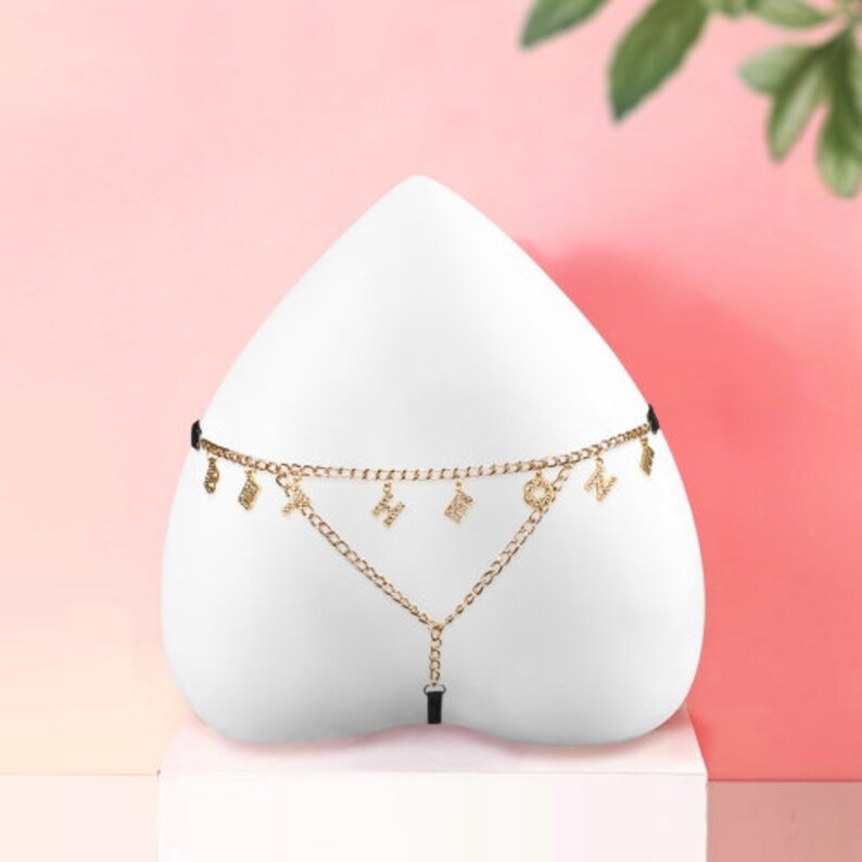 Custom Sexy Stylish Crystal Letter Chain Gstring Thong for Etsy