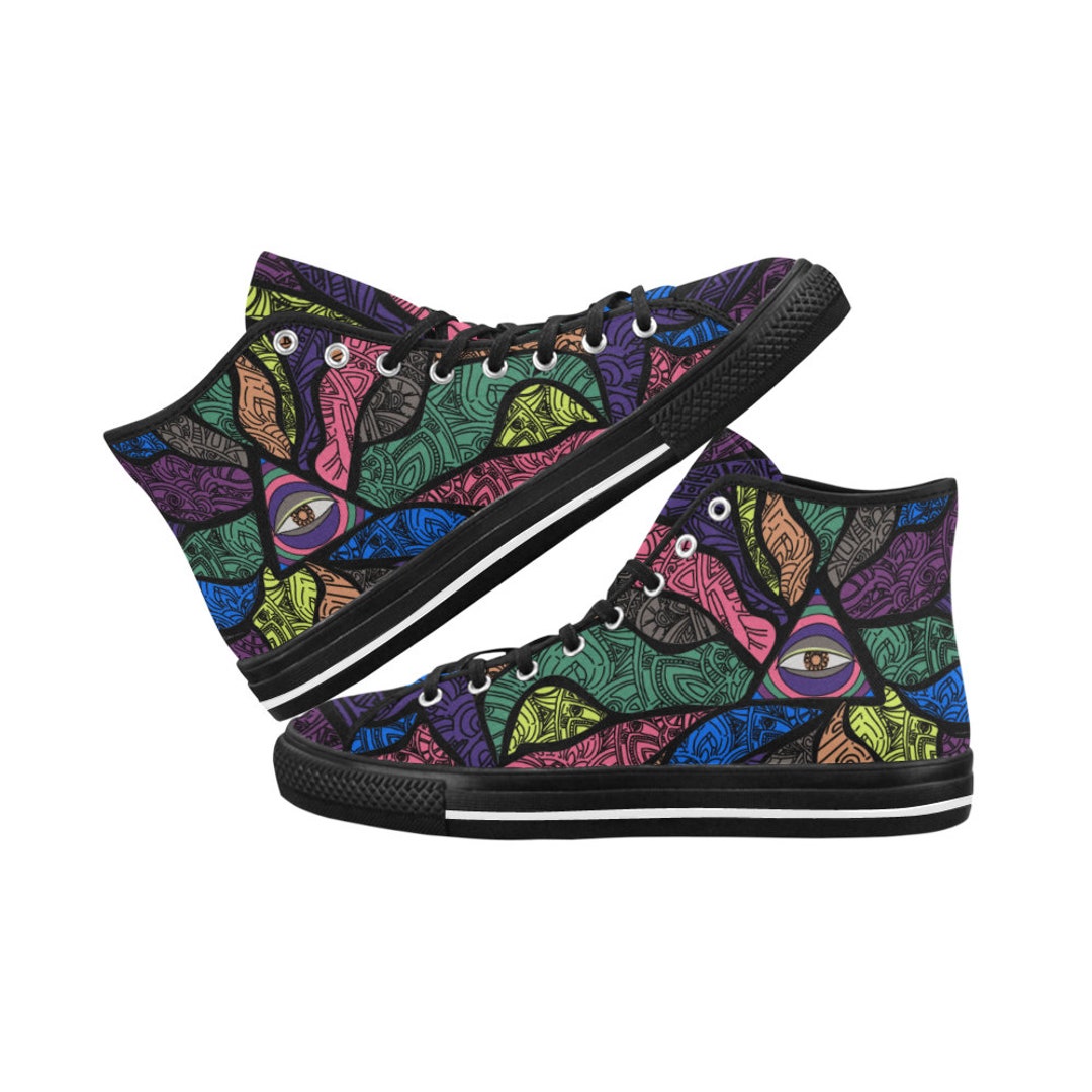Black Skull Trippy Psychedelic Men's Low Top Shoes