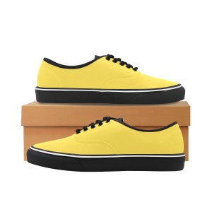 Men's Lemon Yellow Custom Canvas Classic Sneakers Christmas gift for men, women and children image 4