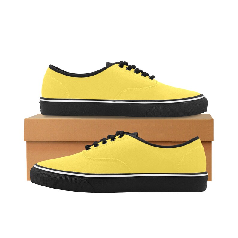 Men's Lemon Yellow Custom Canvas Classic Sneakers Christmas gift for men, women and children image 4