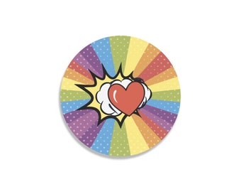 Rainbow Love Pride LGBTQ Custom Round Coaster Cadeau de Noël pour hommes, femmes et enfants