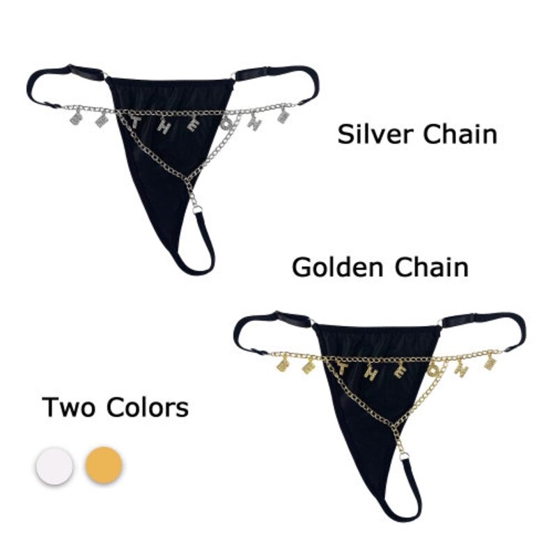 Custom Sexy Stylish Crystal Letter Chain Gstring Thong for Etsy