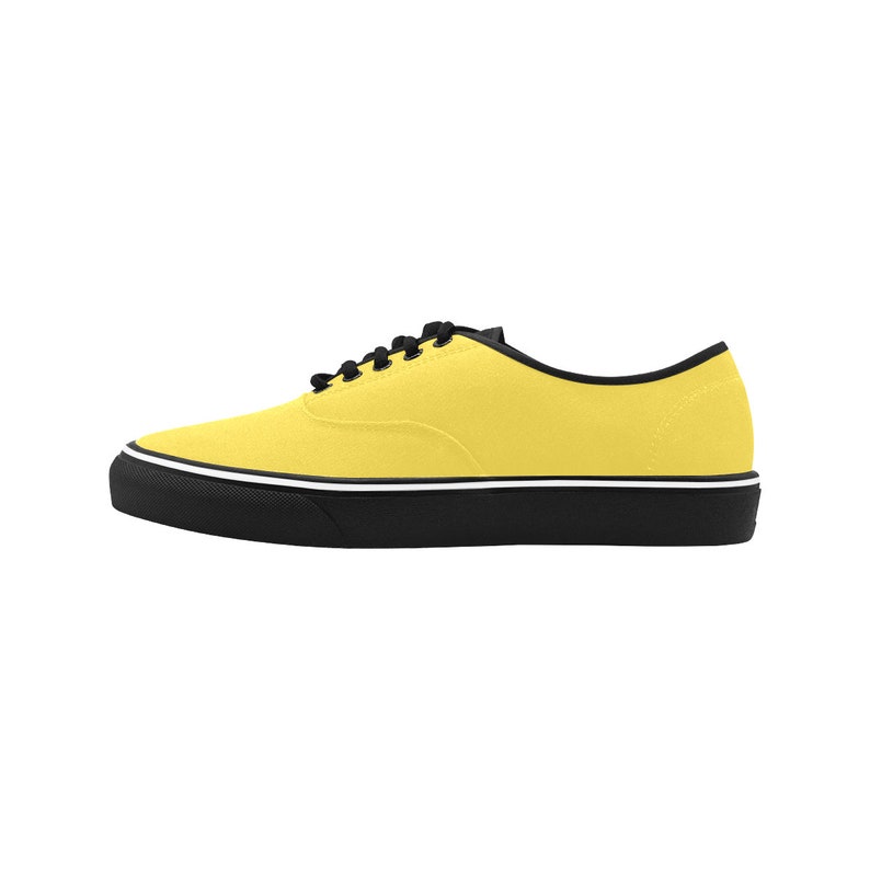 Men's Lemon Yellow Custom Canvas Classic Sneakers Christmas gift for men, women and children image 2