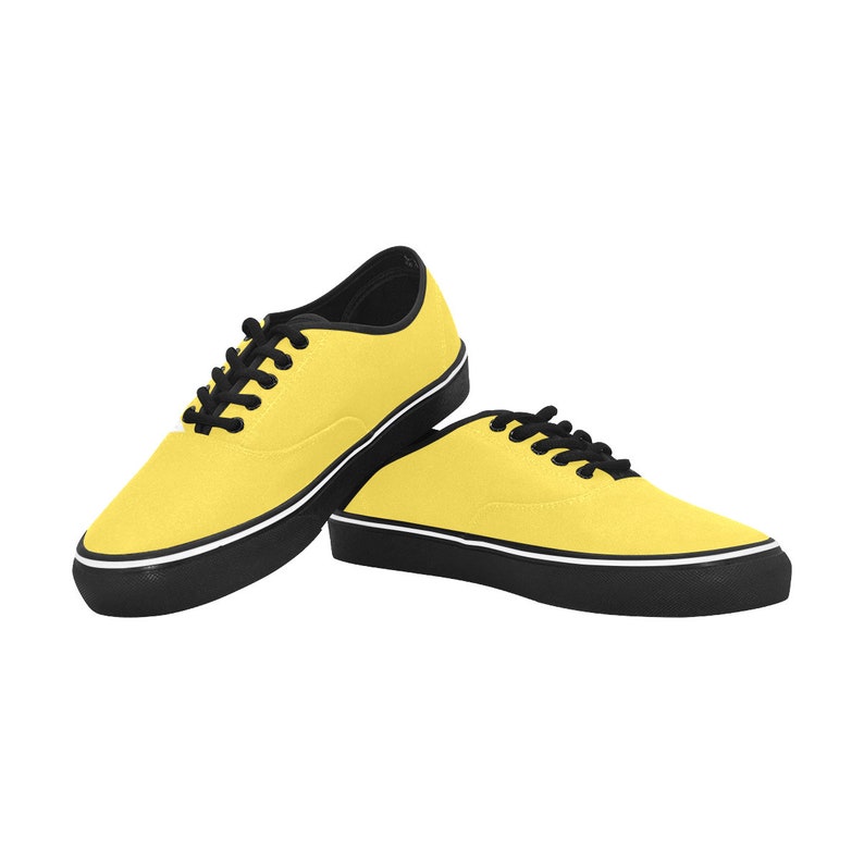 Men's Lemon Yellow Custom Canvas Classic Sneakers Christmas gift for men, women and children image 1