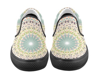 Unisex Sun Tribal Mandala Trippy Hypnotic Print Custom Slip Ons (Big and Regular Size) Christmas gift for men, women and children