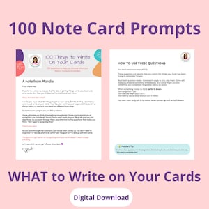 100 Things to Write on Your Cards | 100 Note Card Prompts | Digital Download