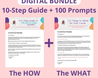 Complete Note Card System Digital Bundle | 10-Step Guide + 100 Prompts | Planner & Organization