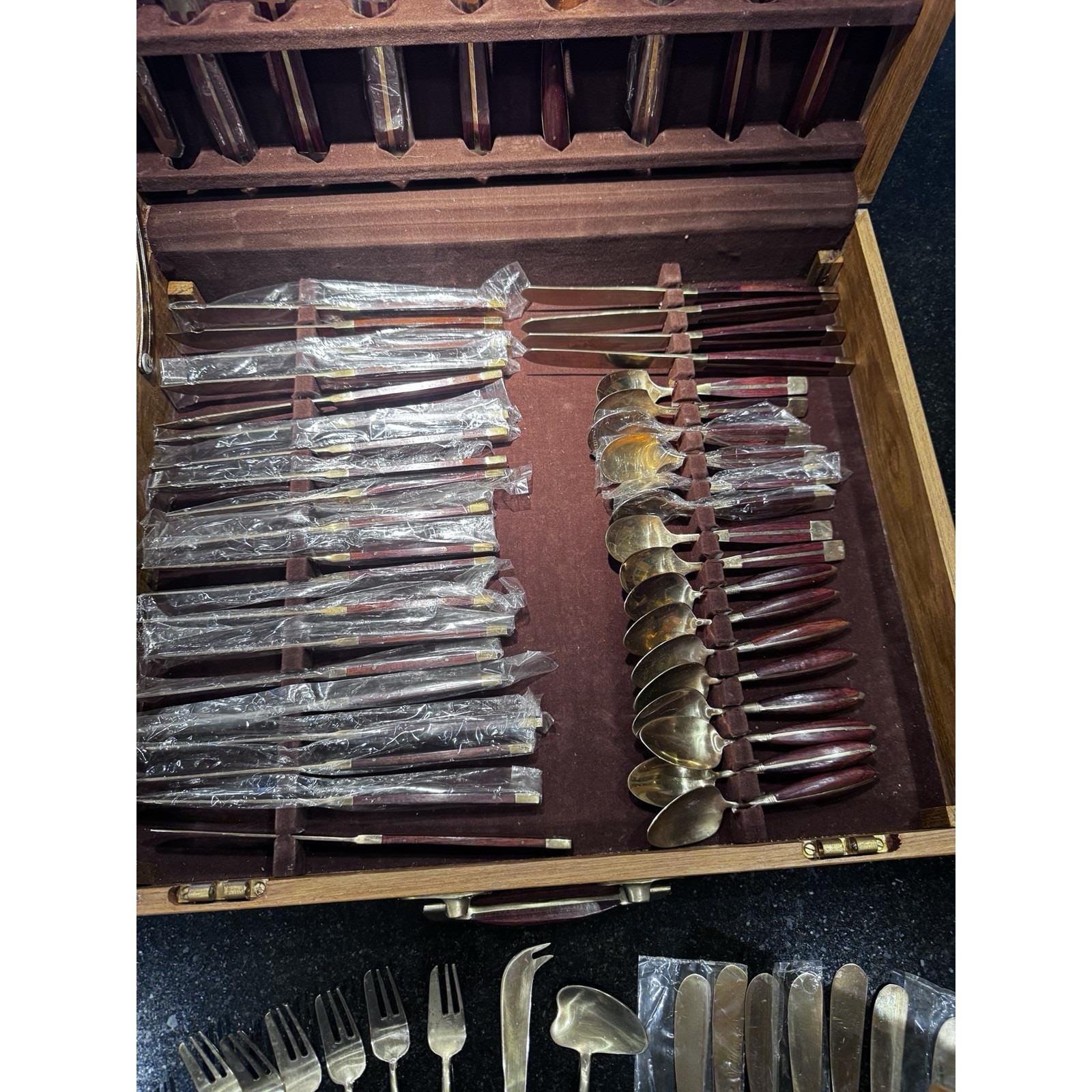 HUGE Set MCM 1950's Silverware Flatware 107 Piece Jean-claude Rosewood ...