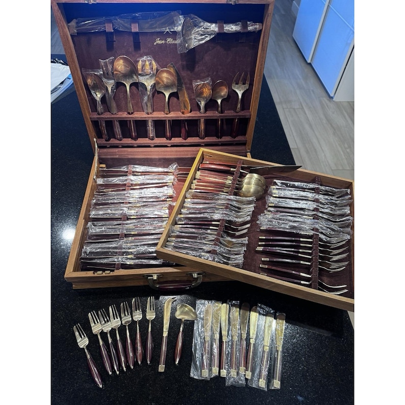 HUGE Set MCM 1950's Silverware Flatware 107 Piece Jean-claude Rosewood ...