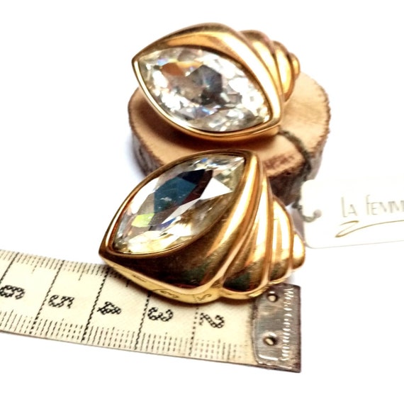Chunky Golden Seashell Earrings, LAFemme vintage … - image 9