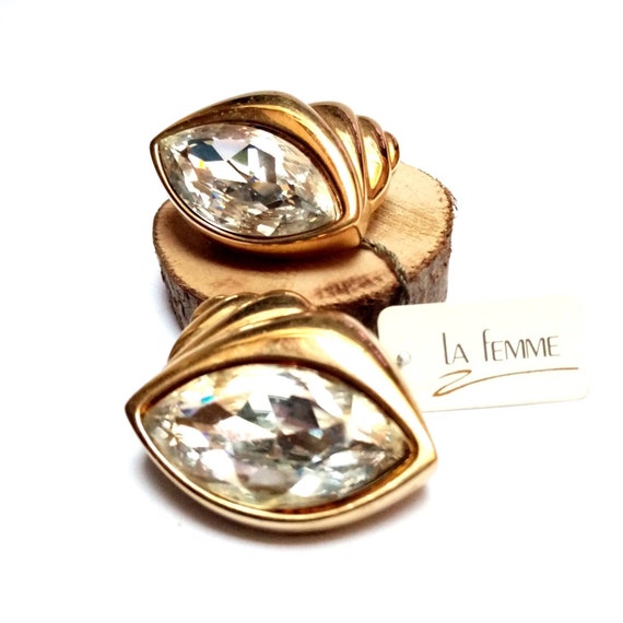 Chunky Golden Seashell Earrings, LAFemme vintage … - image 1