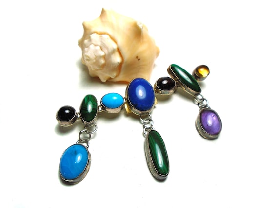 Incredible Navajo Lapis Sterling Silver Earrings Native American Incredible Navajo Lapis Sterling Silver Earrings Native American