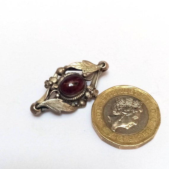 Silver Nakai Navajo Garnet pin, Floral pin blood … - image 7