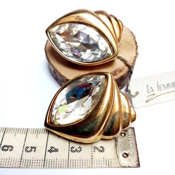Chunky Golden Seashell Earrings, LAFemme vintage … - image 6