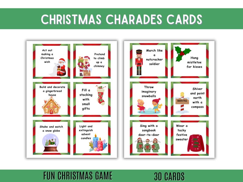 Christmas Charades Printable Game – Kids & Family Holiday Party ...