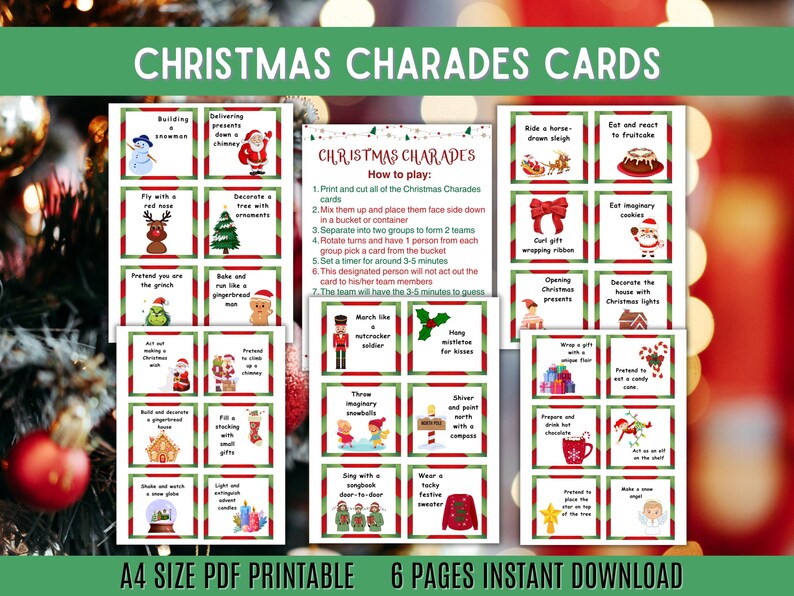Christmas Charades Printable Game – Kids & Family Holiday Party ...