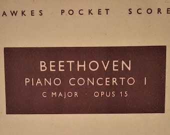 Beethoven - Concerto pour piano 1 do majeur, opus 15 - Partition musicale miniature de Hawkes ; mini score ; score de poche; partition .