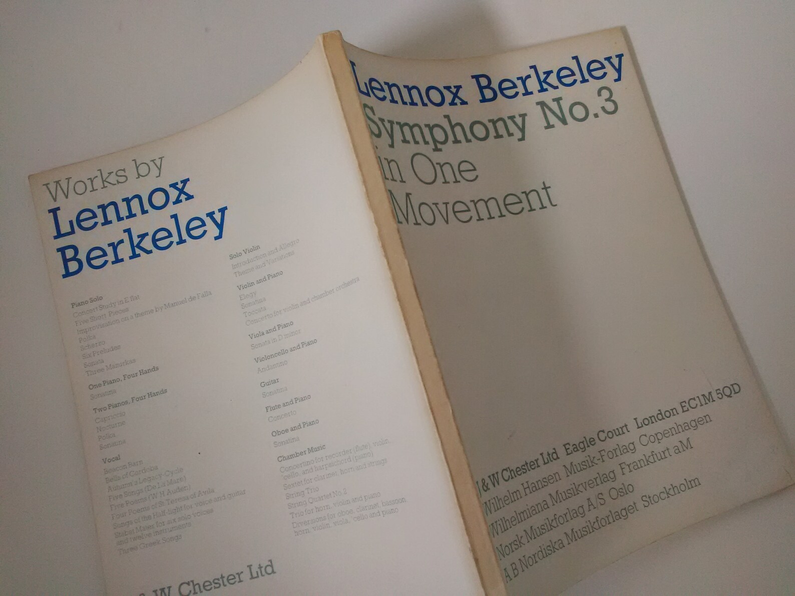 Lennox Berkeley Symphony No 3 in One Movement music score Etsy