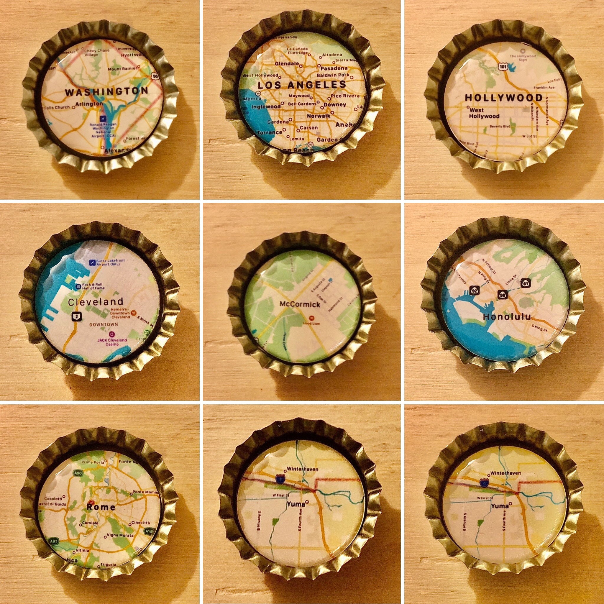 Bottle Cap City Map Image Read Item Description On How To Etsy