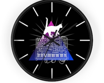 Psychedelic Synthesizer Wall Clock-Retro Home/Office/Studio Decor-Analog/Modular Synthesizers -Piano-Outer Space-Moog-Cute Synth Wave-Music
