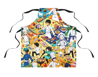 Levendige Anime-koksschort - Unisex, verstelbare, duurzame keukenkleding voor kookliefhebbers