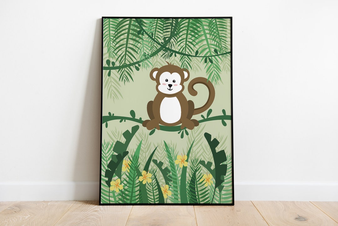 Jungle Monkey Wall Art,nursery Decor,kids Room Decor,baby Room Decor