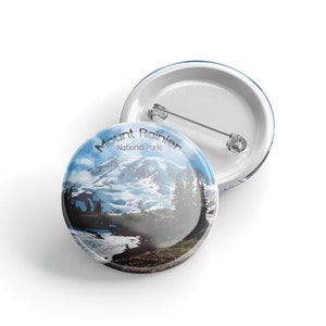 Mount Rainier National Park Button Pin Pinback Button; Mount Rainier NP; Washington National Park Button; Souvenir Button; Outdoorsy Gifts