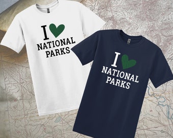 I Heart National Parks T-Shirt, Outdoorsy Souvenir Tee