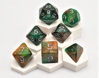 Udixidice Glitter 7 x poliedrico Dadi Set Viola e Ciano con oro D&D RPG 
