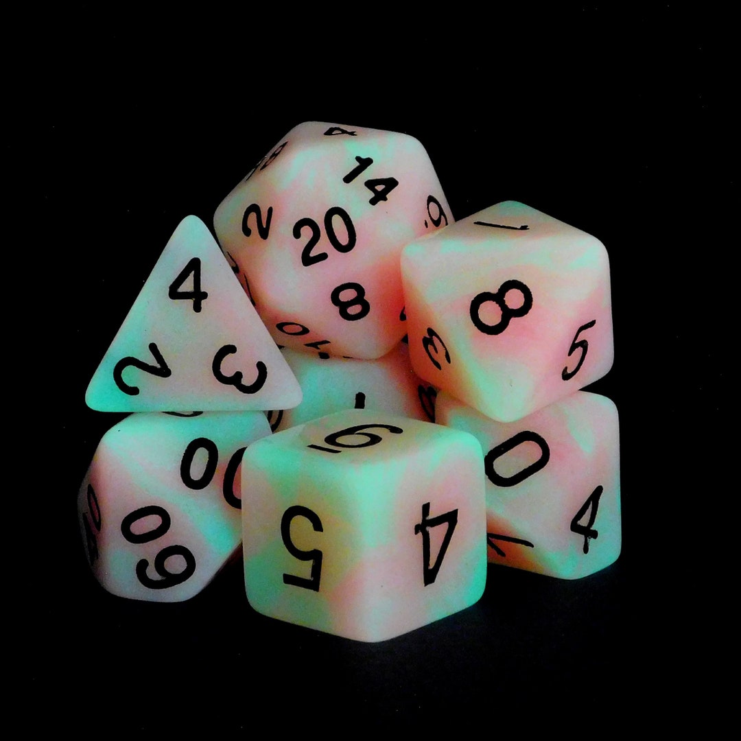 Glowinthedark Orange and Yellow DND Dice in Acrylic Box RPG Dice