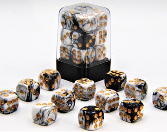 D6 Pips - Black and White Double Color Dice 16mm