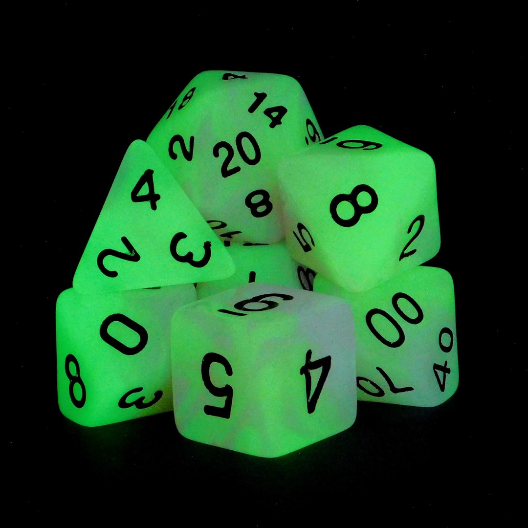 Glowinthedark Pink and Yellow DND Dice in Acrylic Box RPG Dice