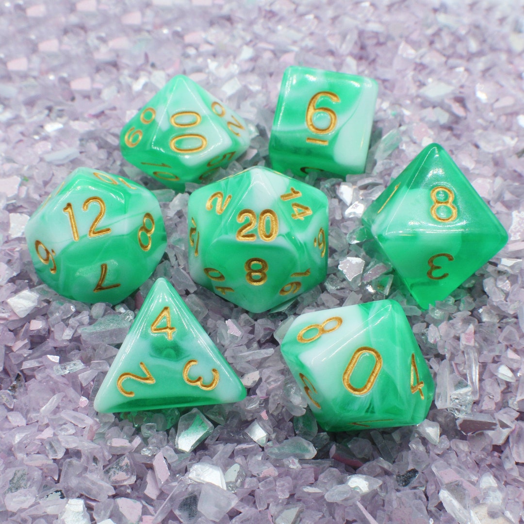 Polyhedral 7 Piece DND Dice Set Jade Pinnacle Etsy