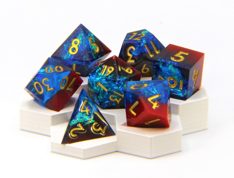 Sharp Edge Dice Blood and Blue With Holographic Inclusions Etsy