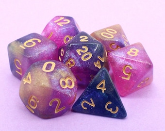 Polyhedral 7 Piece DND Dice Set - Astral Projection