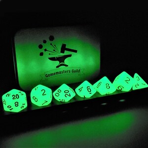 Glow-in-the-Dark Green DND Dice With Tin RPG Dice Pathfinder Dice Set. image 5