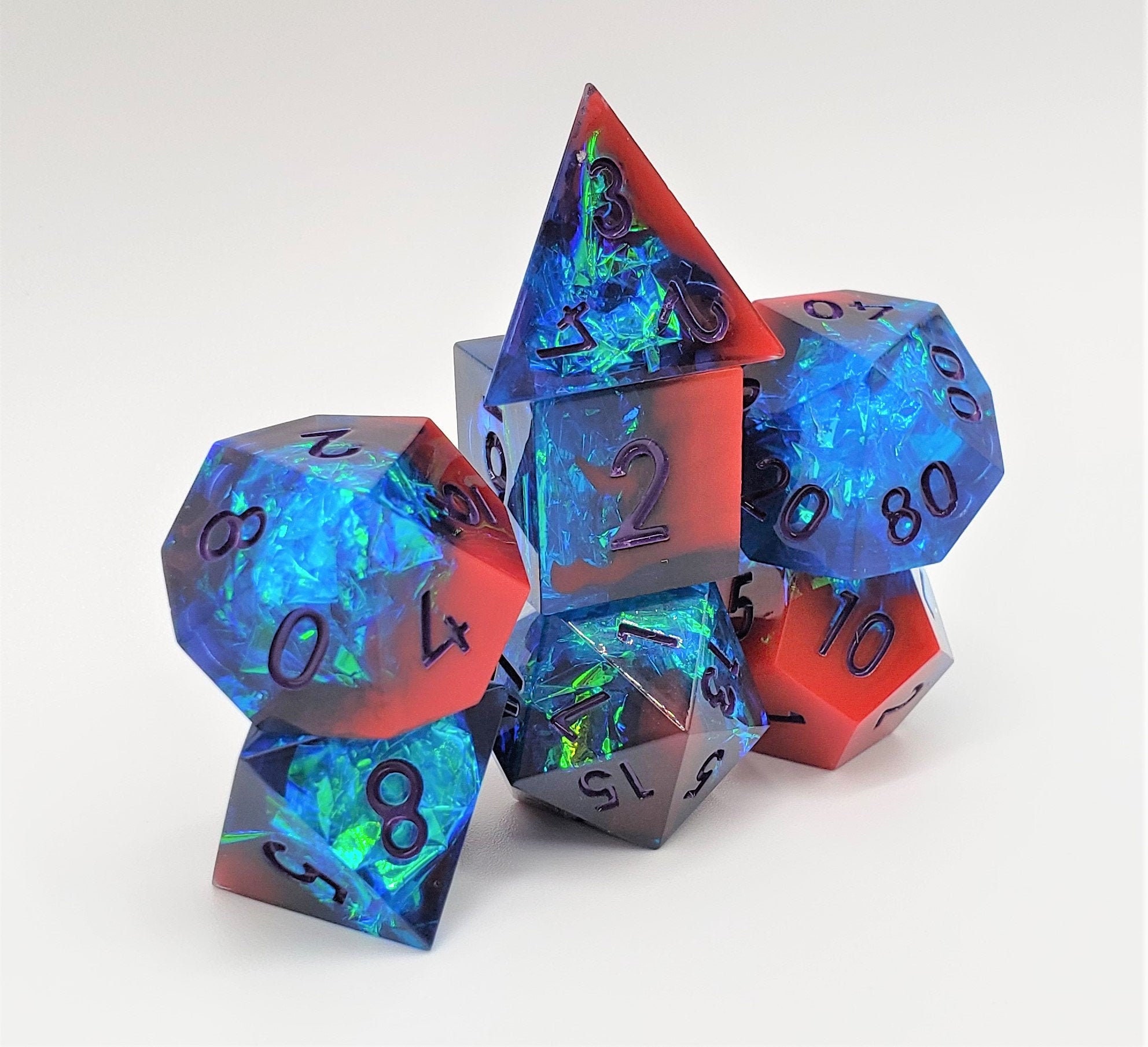 Sharp Edge Dice Blood and Blue with Holographic Inclusions Etsy