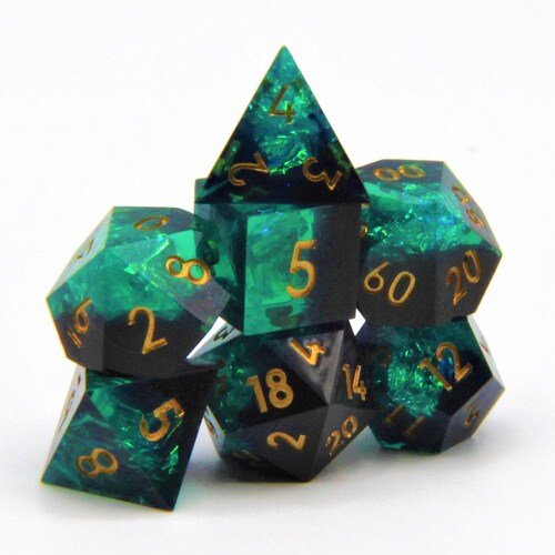 Sharp Edge Dice Full Set With Inclusions Gray Dice Etsy