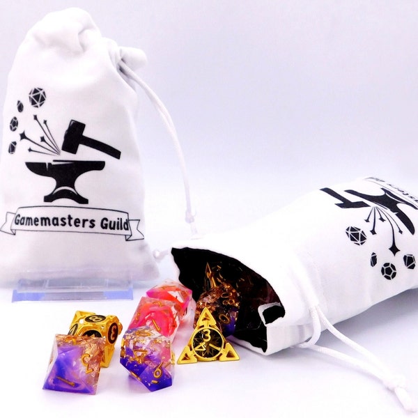 Dice Bag with Satin Interior- DND Dice Sets Pathfinder RPG Dice