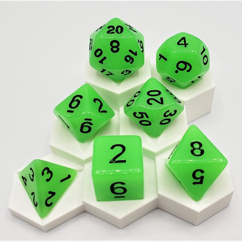 Glow-in-the-Dark Green DND Dice With Tin RPG Dice Pathfinder Dice Set. image 8