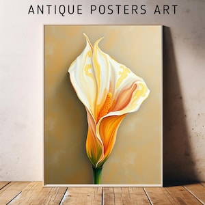 Calla Lily Art Print, Botanical Floral Wall Art, Printable Fresh Flower, Spring And Summer Vibe Poster, Anniversary Gift Illustration